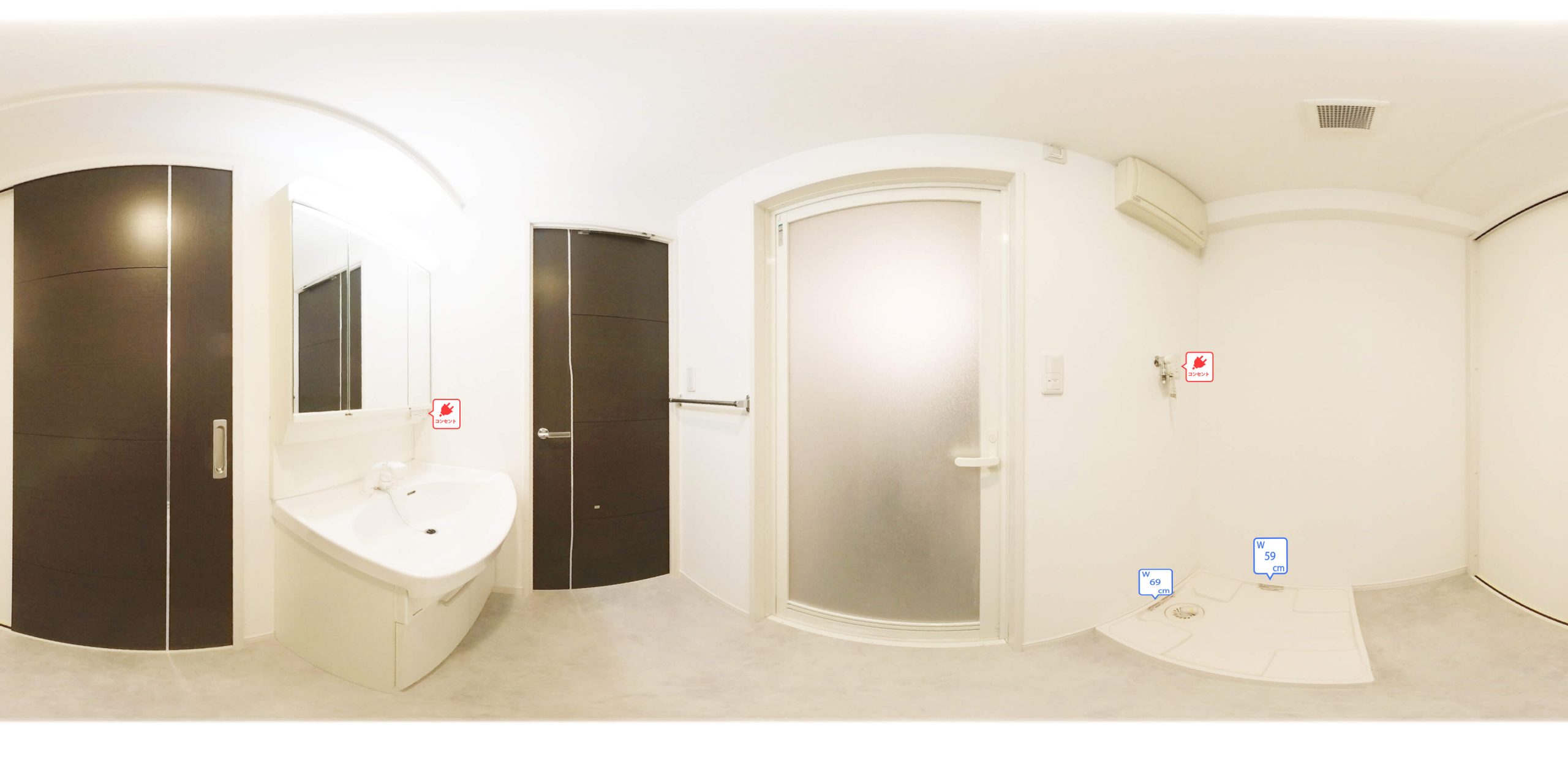7号室タイプ_洗面脱衣所　※参考写真。部屋によってクロス等異なります