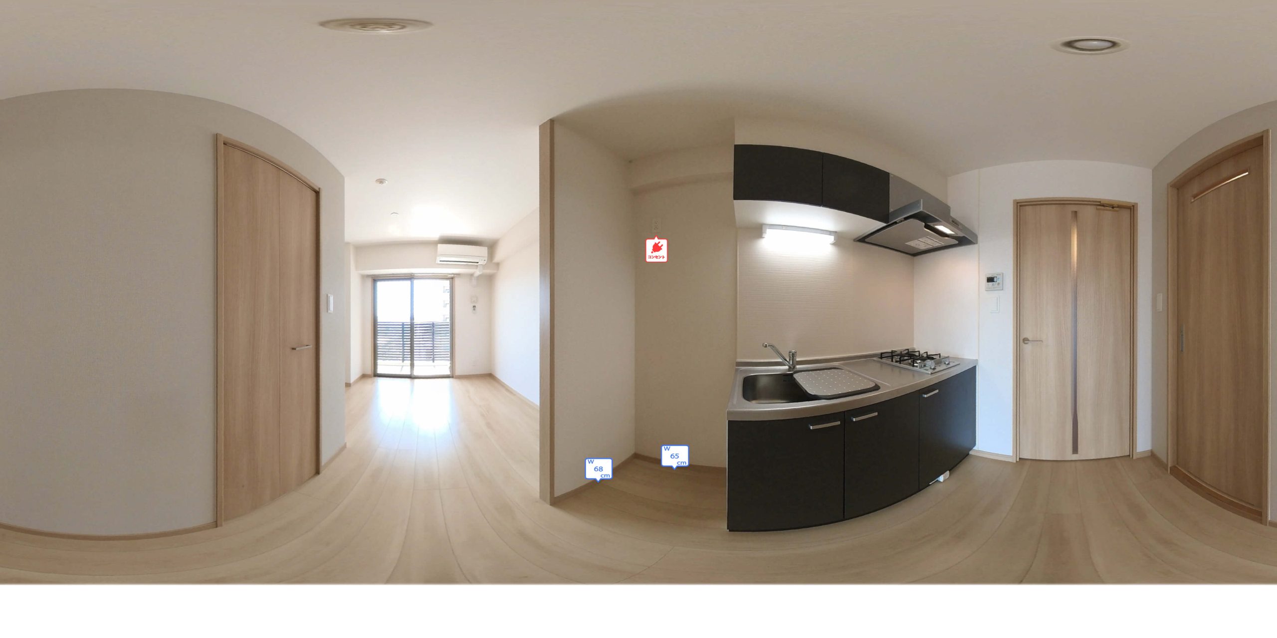 4号室タイプ_キッチン　※部屋によってクロス・建具の色等変わります。