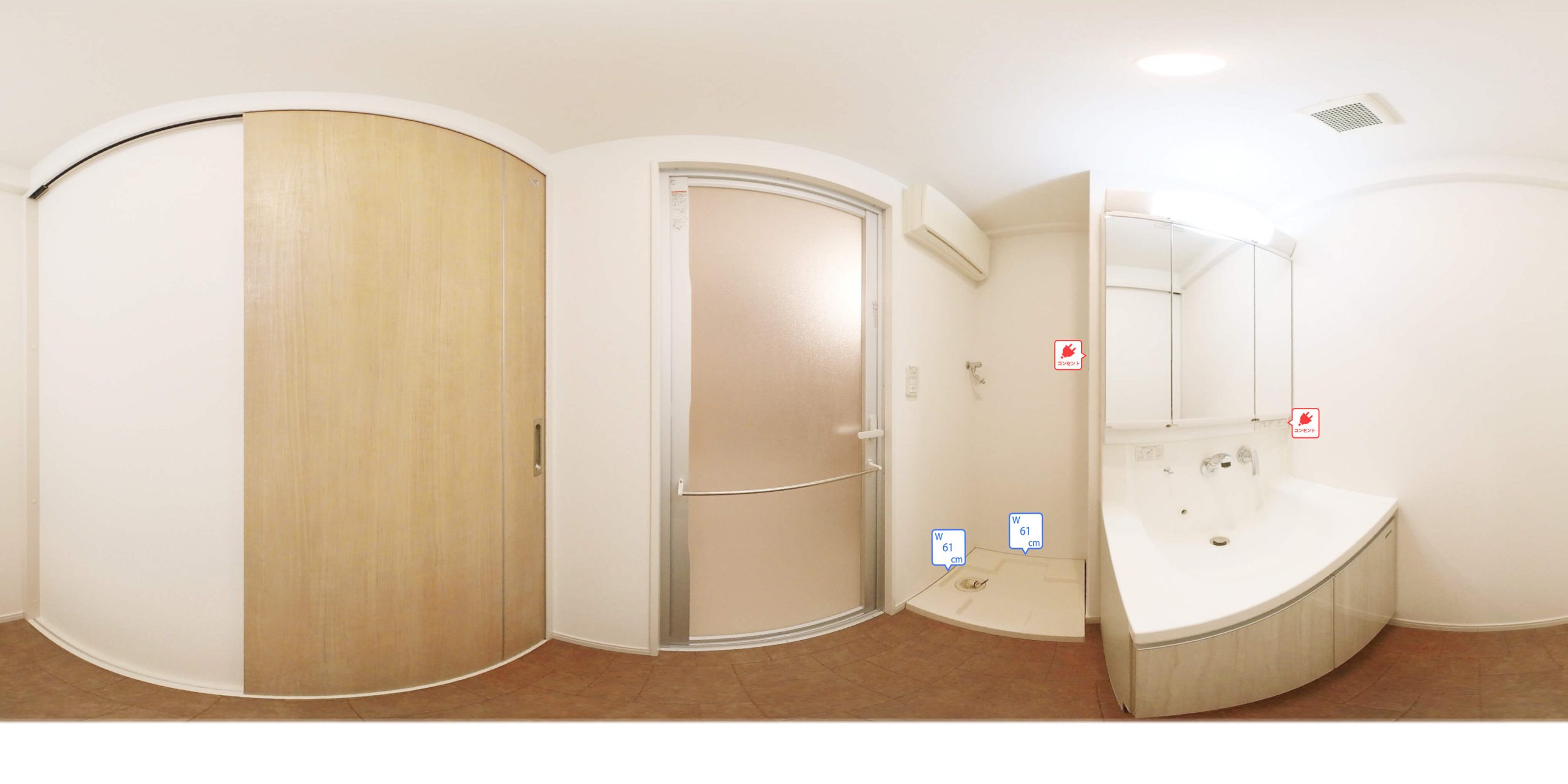 6号室タイプ_洗面脱衣所　※参考写真。部屋によってクロス等異なります
