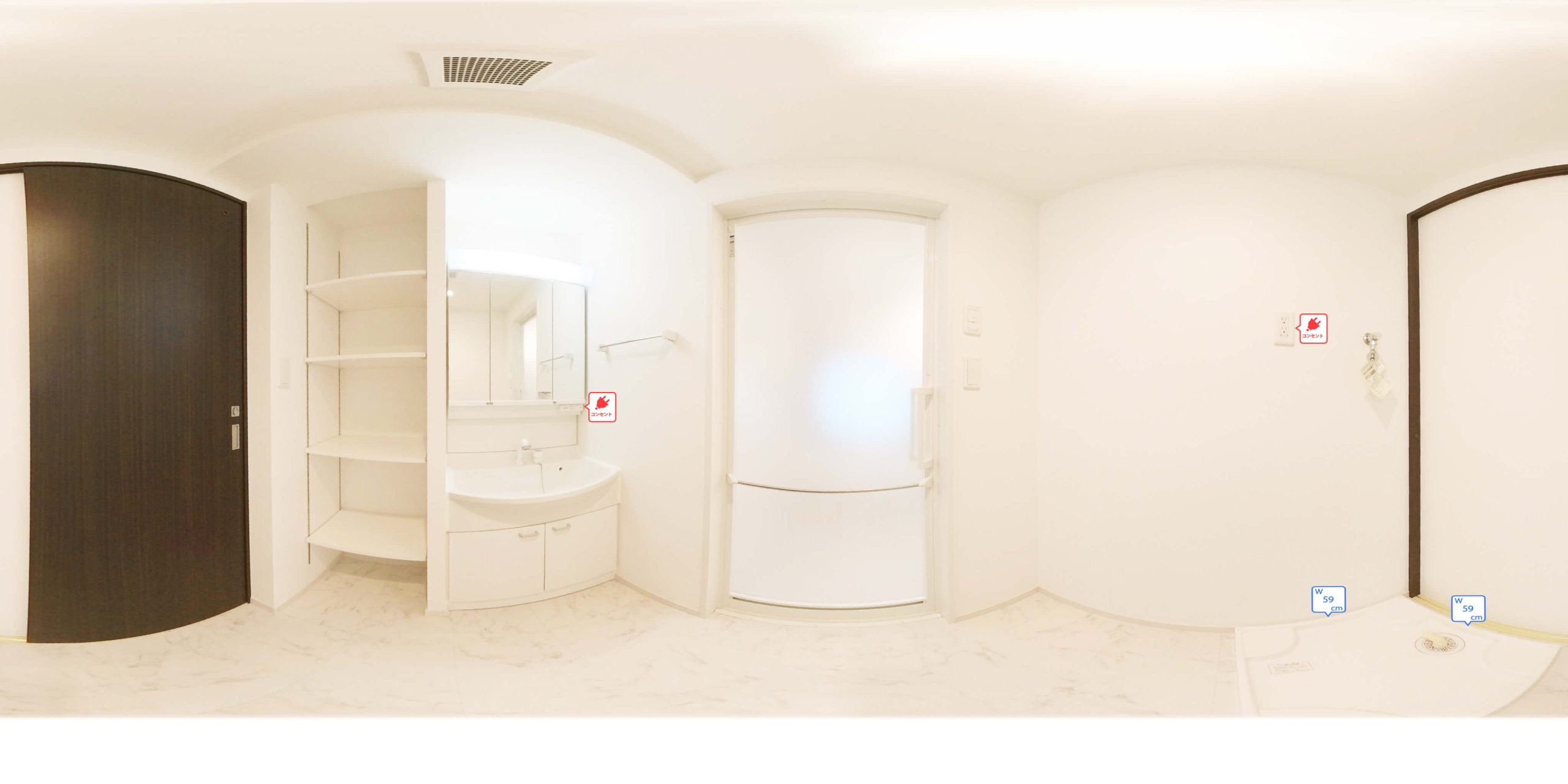 1号室タイプ_洗面脱衣所　※参考写真。部屋によってクロス等異なります
