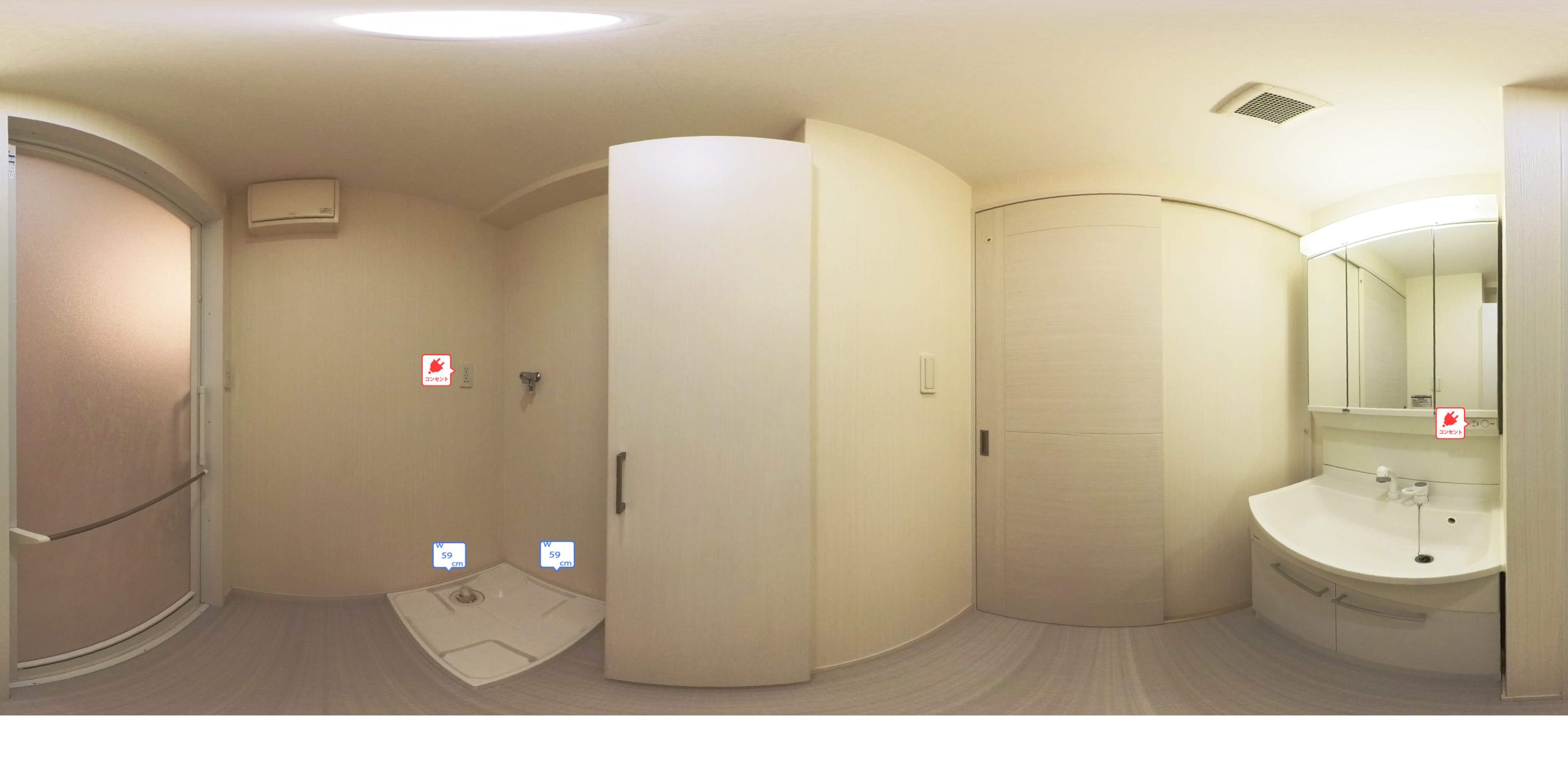 1号室タイプ_洗面脱衣所　※参考写真。部屋によってクロス等異なります